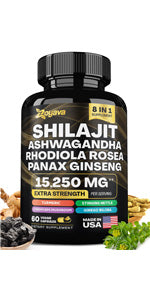 Zoyava Dynamic Vitality Bundle - Sea Moss 7000mg, Black Seed Oil 4000mg, Ashwagandha 2000mg, Ginger & Shilajit 9000mg, Rhodiola Rosea 1000mg, Panax Ginseng 1500mg, All in 1 Supplements (1 Pack)