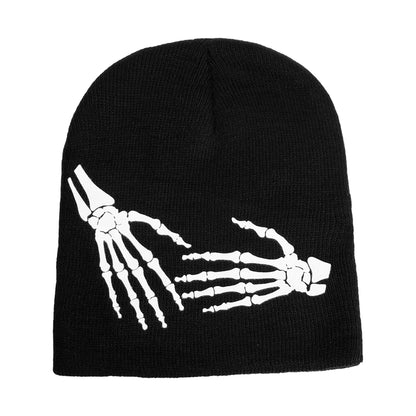 Luminous Skull Knitted Cap Boy Halloween Holiday Clothing Pullover Hat Knitted Cotton Beanies Cold-proof Warm Winter Accessories