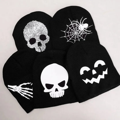 Luminous Skull Knitted Cap Boy Halloween Holiday Clothing Pullover Hat Knitted Cotton Beanies Cold-proof Warm Winter Accessories