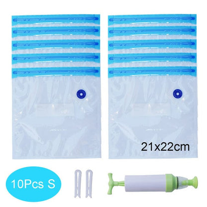 10Pcs Reusable Food Storage Vacuum Seal Bags With Pump