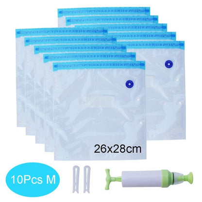 10Pcs Reusable Food Storage Vacuum Seal Bags With Pump