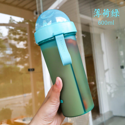 Personality Student Two Side Separate Straw Water Bottle