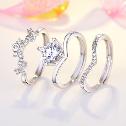 3 in 1 Best friend Crown Diamond Ring 3BFF Rings