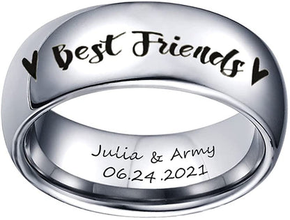 1pc Best Friends Ring Engraved Name Date BFF Friendship Ring