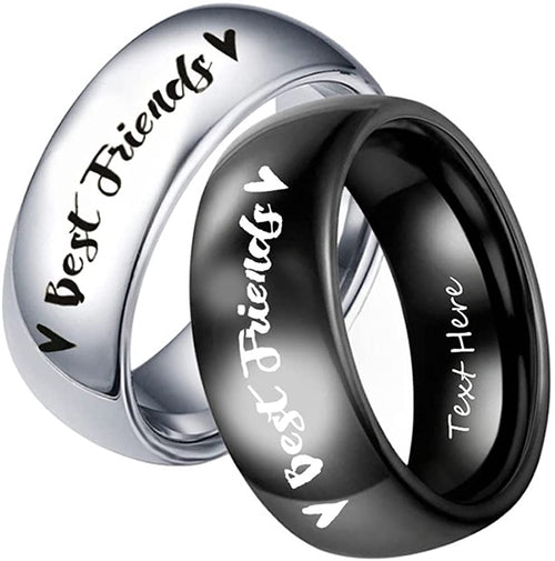 1pc Best Friends Ring Engraved Name Date BFF Friendship Ring