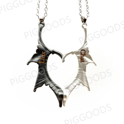 2Pcs/set Matching Drogan Wings Magnetic Necklaces for Couples BFFs