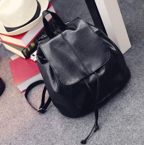 Mini mochila para mujer Mochila negra de cuero PU suave de lujo