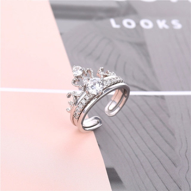 2-in-1 Crown detachable Rings Set