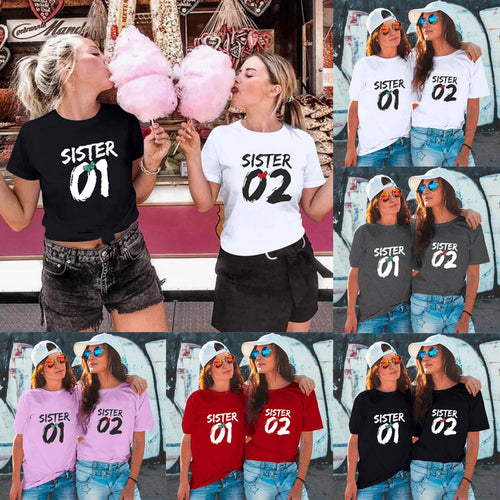 Number 01 02 Print Best Friend T-shirt