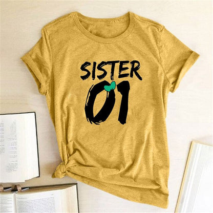 Number 01 02 Print Best Friend T-shirt