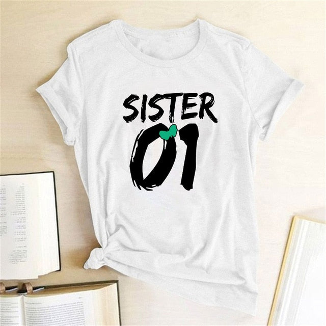 Number 01 02 Print Best Friend T-shirt