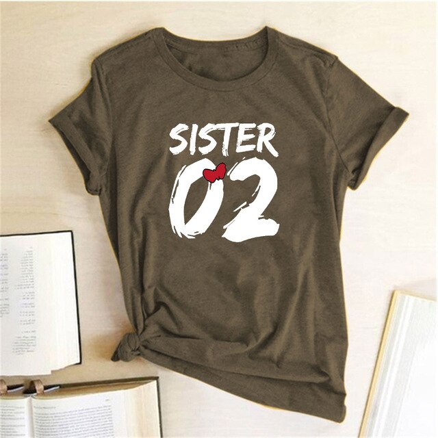 Number 01 02 Print Best Friend T-shirt