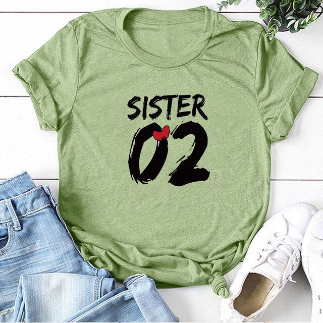 Number 01 02 Print Best Friend T-shirt