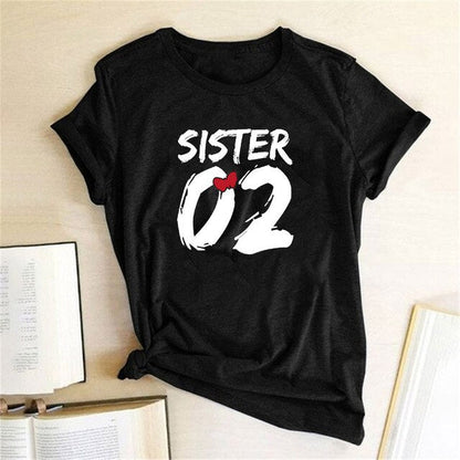 Number 01 02 Print Best Friend T-shirt