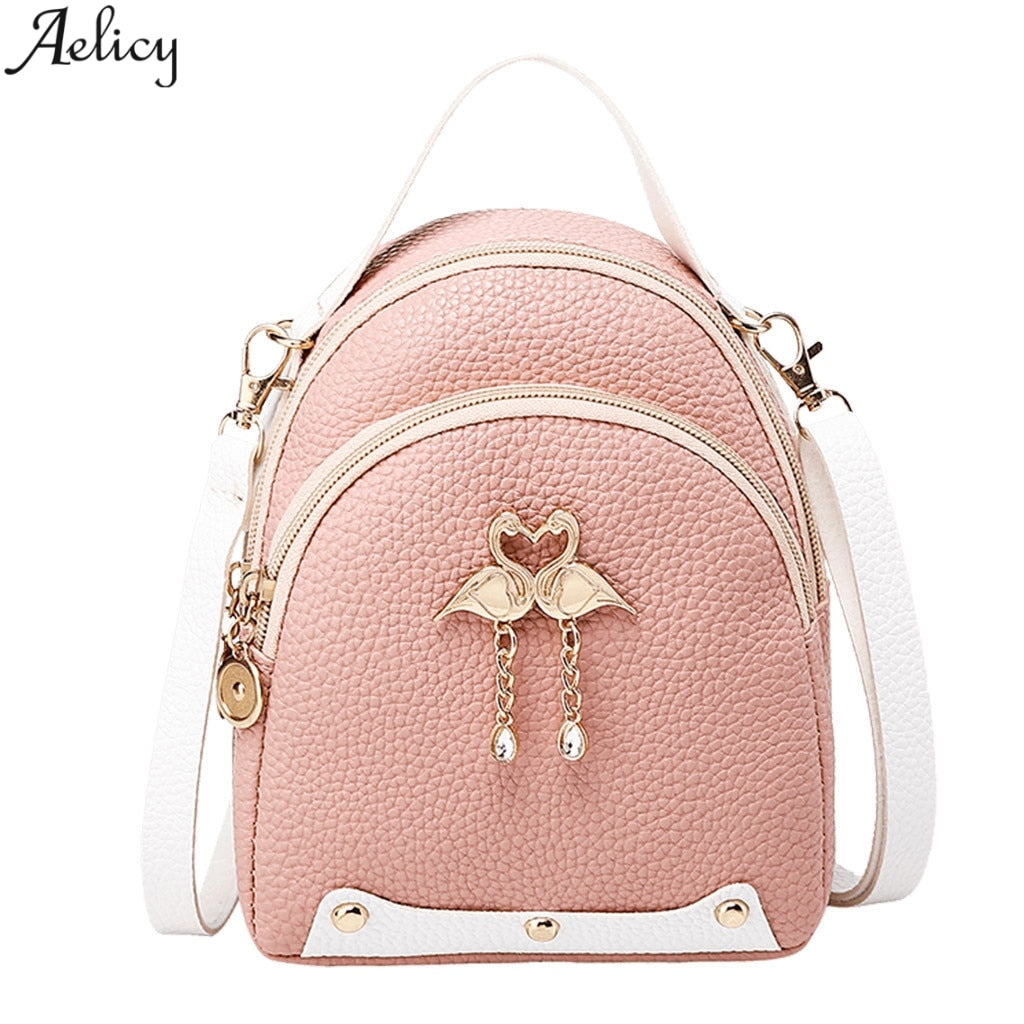 Mochila Little Swan de mujer en piel de color liso