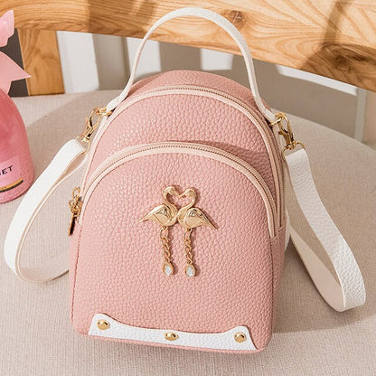 Mochila Little Swan de mujer en piel de color liso