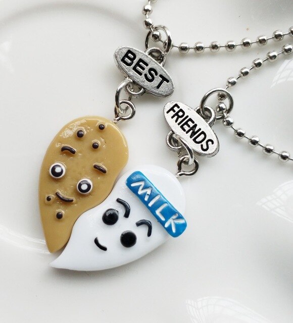 2-3pcs/ Set Cute Cartoon Donut Hamberger pendent Best Friend Necklace