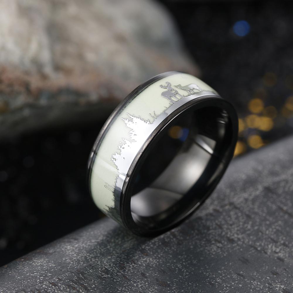 Luminous Black Tungsten Hunting Deer Ring