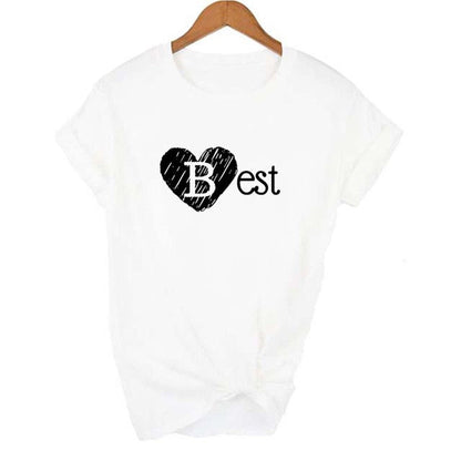 1 Uds. Camisetas a juego con estampado de letras Best Friend Forever BFF