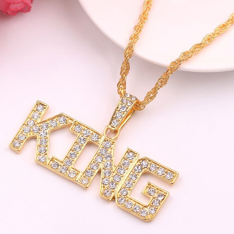 COLLAR COLGANTE de pareja KING QUEEN Hip Hop