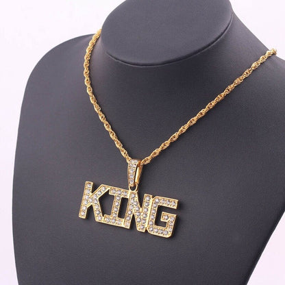 COLLAR COLGANTE de pareja KING QUEEN Hip Hop