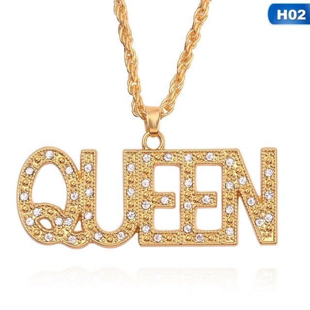 COLLAR COLGANTE de pareja KING QUEEN Hip Hop