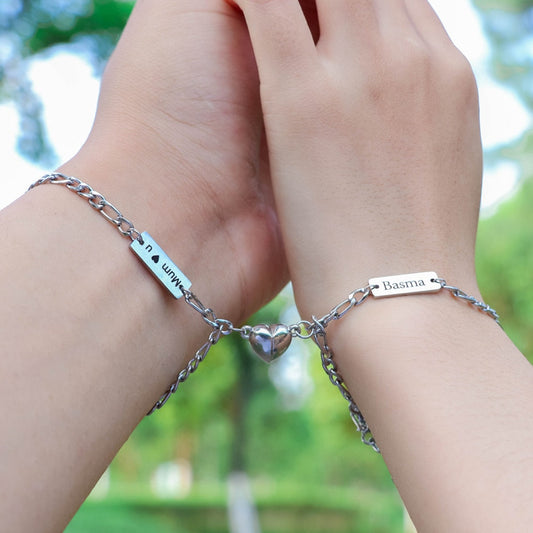 Pulseras magnéticas personalizadas con nombres grabados para parejas BFF