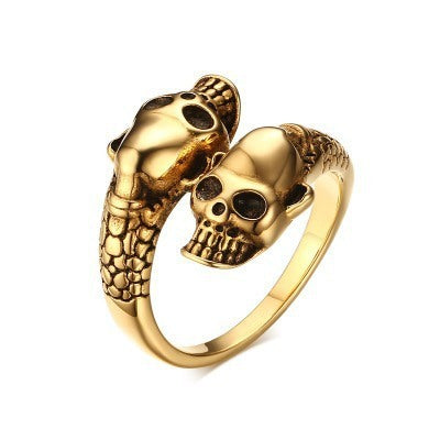 Doppelter Totenkopf-Ring aus Edelstahl